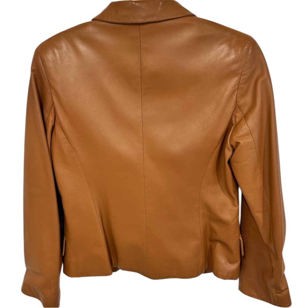 Piazza Sempione Womens S Italian 44 Soft Leather Jacket Tan Brown Made in Italy - Picture 5 of 8
